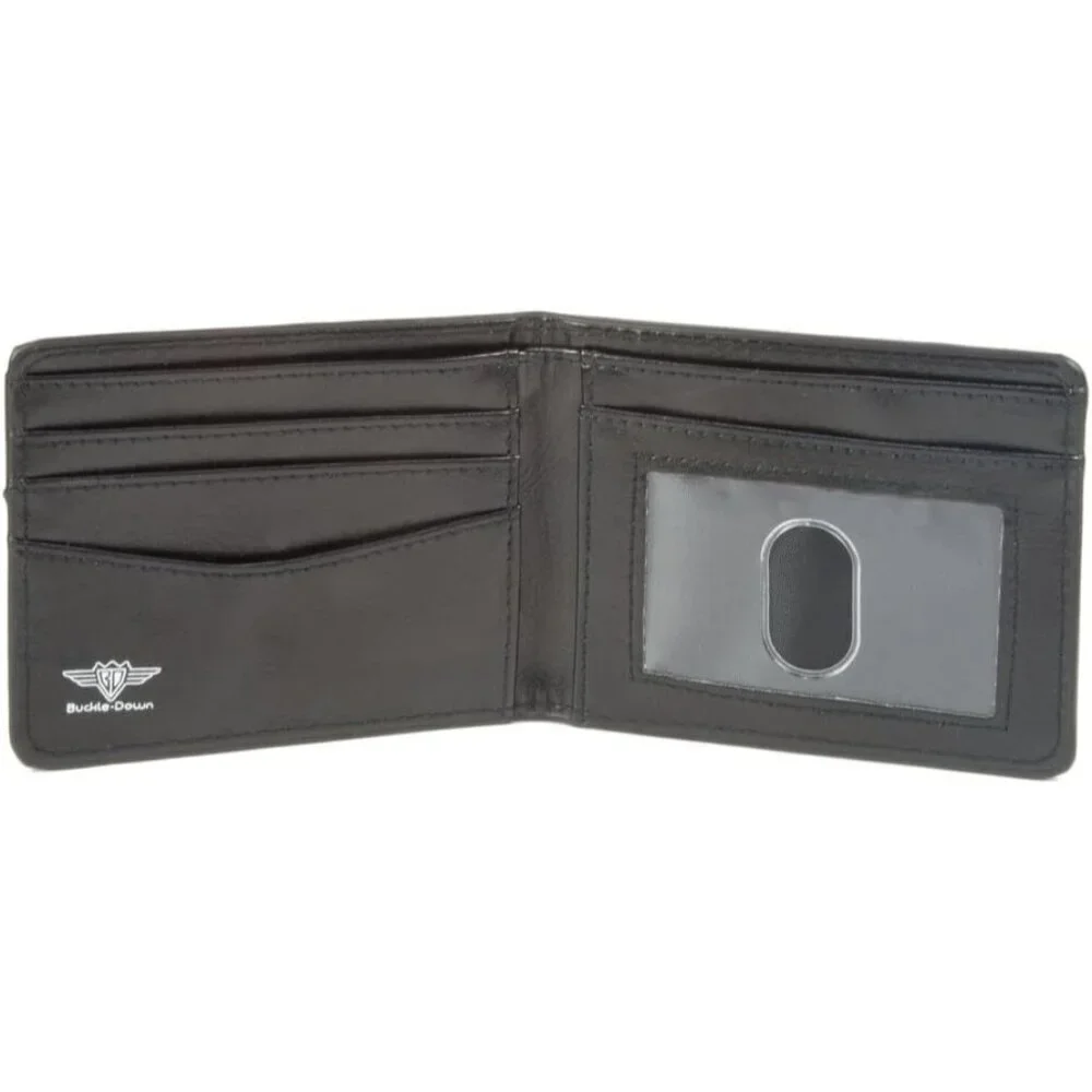 ✨Men's Black Squarepants Buckle-Down PU Bifold Primitive Sponge Pose Wallets